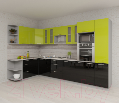 Готовая кухня Интерлиния Мила Gloss 1.68x3.4 левая