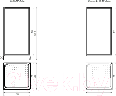 Душевой уголок Radomir 100 / 1-03-6-0-0-1191 (матовое стекло)