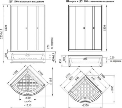 Душевой уголок Radomir 100 / 1-03-6-0-0-0041 (матовое стекло)