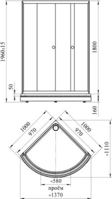 Душевой уголок Radomir 100 / 1-03-6-0-0-0030 (прозрачное стекло)