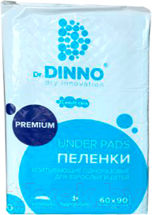 Набор пеленок одноразовых впитывающих Dr.Dinno Premium 60x90 - фото