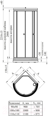 Душевой уголок Radomir Стронг 110 / 1-03-1-0-0-1820 (прозрачное стекло)