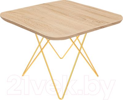 Журнальный столик Sheffilton SHT-TU37/ЛДСП 60x60 (золото/дуб сонома) - фото