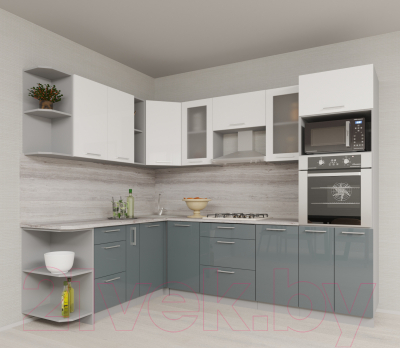 Готовая кухня Интерлиния Мила Gloss 1.88x2.6 левая