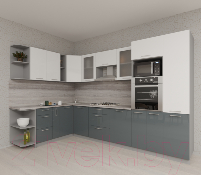 Готовая кухня Интерлиния Мила Gloss 1.88x3.2 левая