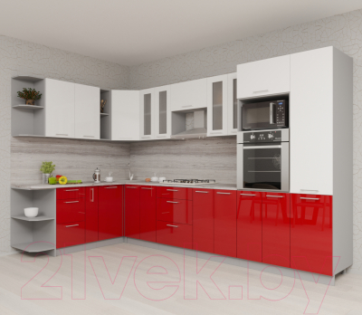 Готовая кухня Интерлиния Мила Gloss 1.88x3.4 левая