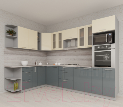 Готовая кухня Интерлиния Мила Gloss 1.88x3.0 левая