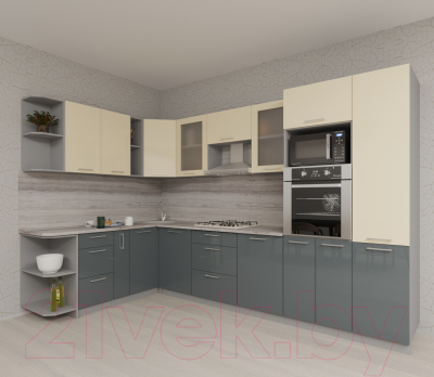 Готовая кухня Интерлиния Мила Gloss 1.88x3.2 левая