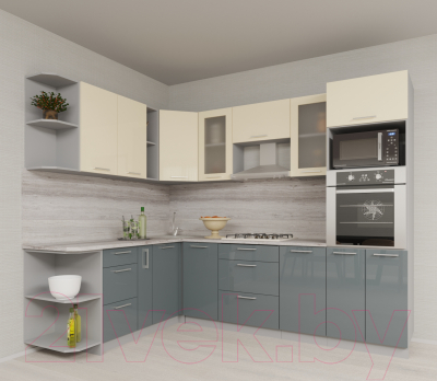 Готовая кухня Интерлиния Мила Gloss 1.88x2.6 левая