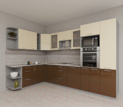 Готовая кухня Интерлиния Мила Gloss 1.88x3.2 левая