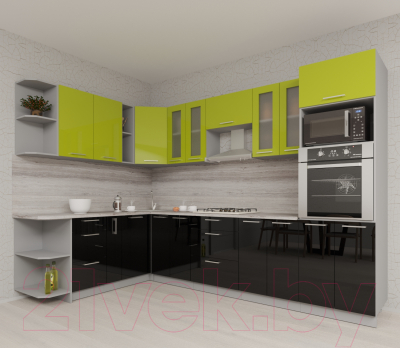 Готовая кухня Интерлиния Мила Gloss 1.88x3.0 левая