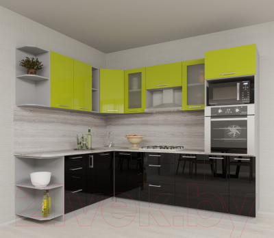 Готовая кухня Интерлиния Мила Gloss 1.88x2.6 левая