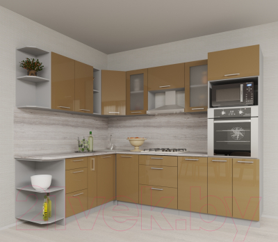 Готовая кухня Интерлиния Мила Gloss 1.88x2.6 левая