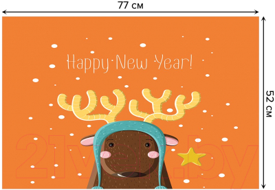 Коврик для ванной JoyArty Олень в новогоднюю ночь / bath_290616