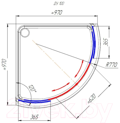 Душевой уголок Radomir 100 / 1-09-1-0-0-0031 (матовое стекло)