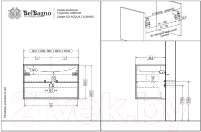 Тумба под умывальник BelBagno ALBANO-CER-1050-2C-SO-BL