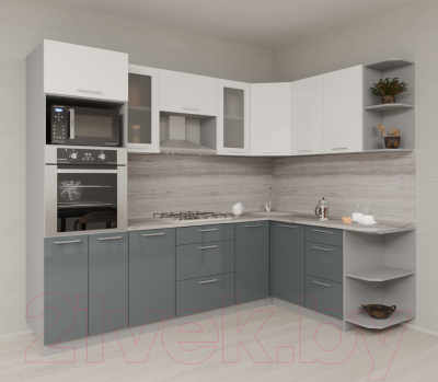 Готовая кухня Интерлиния Мила Gloss 1.68x2.6 правая