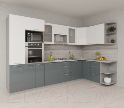 Готовая кухня Интерлиния Мила Gloss 1.68x3.2 правая