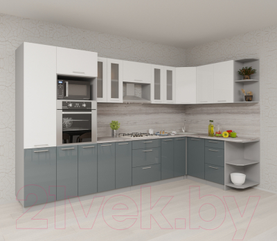 Готовая кухня Интерлиния Мила Gloss 1.68x3.4 правая