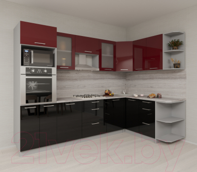 Готовая кухня Интерлиния Мила Gloss 1.68x2.8 правая