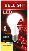 Лампа Bellight LED A60 8W 220V E27 3000К