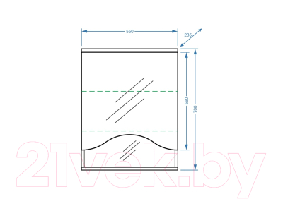 Шкаф с зеркалом для ванной Vako Линда 55 / 16632 - фото