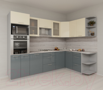 Готовая кухня Интерлиния Мила Gloss 1.68x2.8 правая