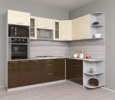 Готовая кухня Интерлиния Мила Gloss 1.68x2.4 правая