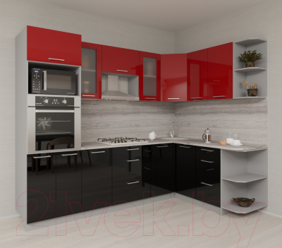 Готовая кухня Интерлиния Мила Gloss 1.68x2.6 правая