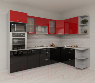 Готовая кухня Интерлиния Мила Gloss 1.68x2.8 правая