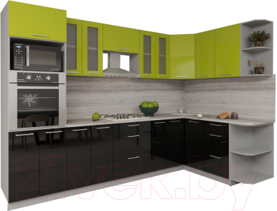 Готовая кухня Интерлиния Мила Gloss 1.68x3.0 правая - фото