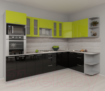 Готовая кухня Интерлиния Мила Gloss 1.68x3.0 правая