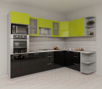 Готовая кухня Интерлиния Мила Gloss 1.68x2.8 правая