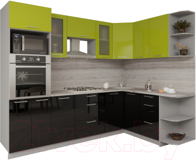 Готовая кухня Интерлиния Мила Gloss 1.68x2.6 правая - фото