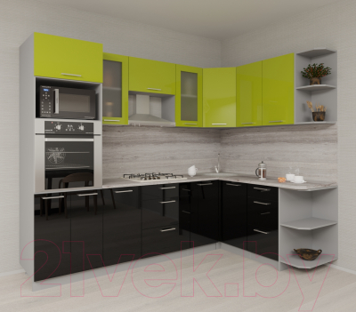 Готовая кухня Интерлиния Мила Gloss 1.68x2.6 правая