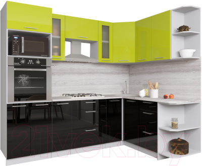 Готовая кухня Интерлиния Мила Gloss 1.68x2.4 правая - фото