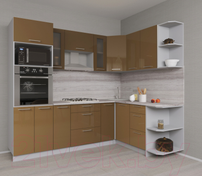 Готовая кухня Интерлиния Мила Gloss 1.68x2.4 правая