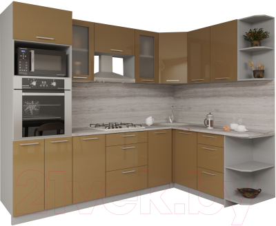 Готовая кухня Интерлиния Мила Gloss 1.68x2.6 правая