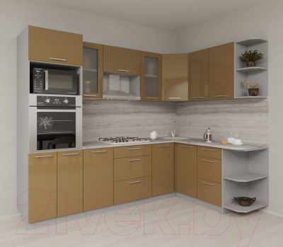 Готовая кухня Интерлиния Мила Gloss 1.68x2.6 правая