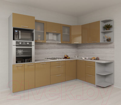 Готовая кухня Интерлиния Мила Gloss 1.68x2.8 правая