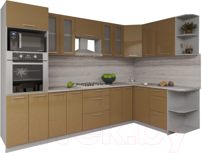 Готовая кухня Интерлиния Мила Gloss 1.68x3.0 правая - фото