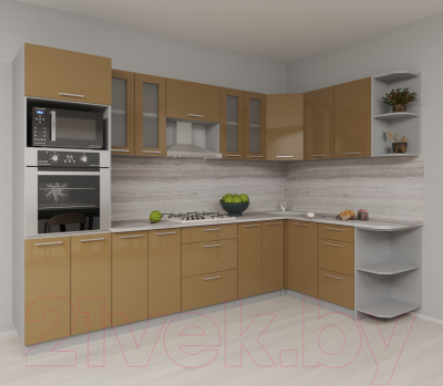 Готовая кухня Интерлиния Мила Gloss 1.68x3.0 правая