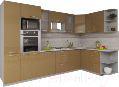 Готовая кухня Интерлиния Мила Gloss 1.68x3.2 правая - фото