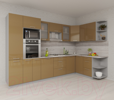 Готовая кухня Интерлиния Мила Gloss 1.68x3.2 правая