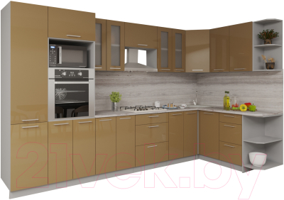 Готовая кухня Интерлиния Мила Gloss 1.68x3.4 правая - фото