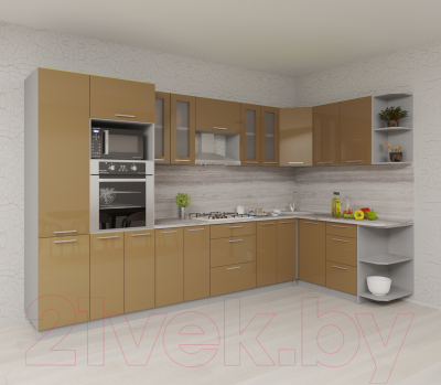 Готовая кухня Интерлиния Мила Gloss 1.68x3.4 правая