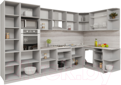 Готовая кухня Интерлиния Мила Gloss 1.68x3.4 правая