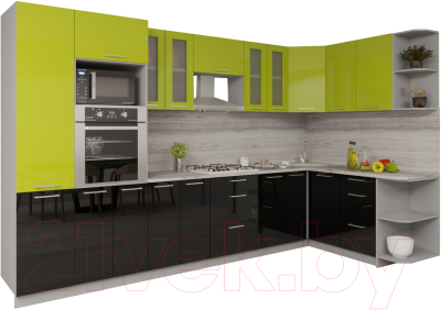 Готовая кухня Интерлиния Мила Gloss 1.68x3.4 правая - фото