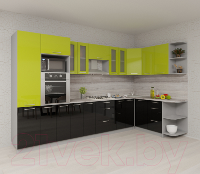 Готовая кухня Интерлиния Мила Gloss 1.68x3.4 правая