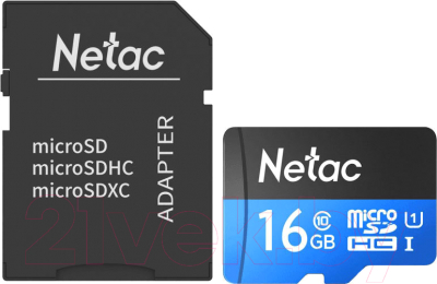 Карта памяти Netac MicroSD P500 Standard 16GB (NT02P500STN-016G-R)